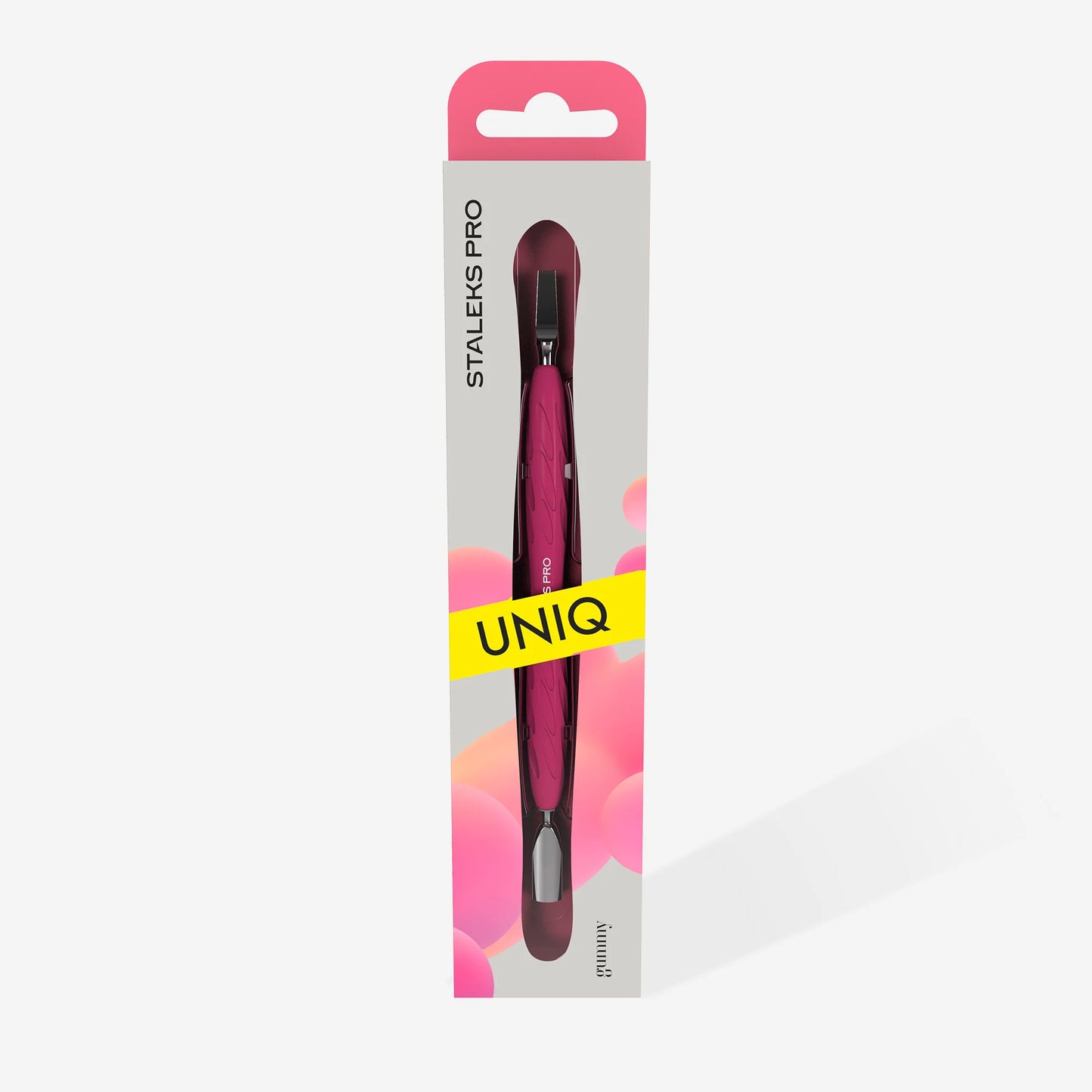 Nagelhautschieber Mit Silikongriff "Gummy" UNIQ 10 TYP 5 (Schmaler Runder Schieber + Breite Klinge)