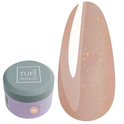 LED/UV-Gel mit Glitzer TUFI profi PREMIUM 06 Shine Peach